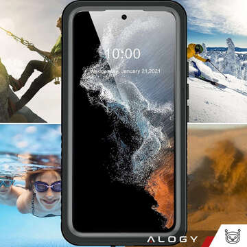 Waterproof case for Samsung Galaxy S21 FE 360 Alogy Armored Armor IP68 with lanyard Black