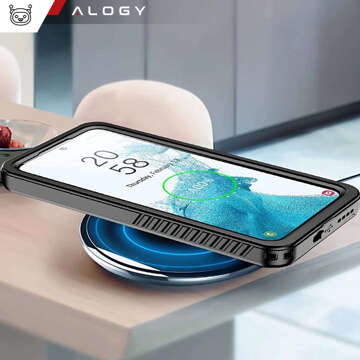 Waterproof case for Samsung Galaxy S21 FE 360 Alogy Armored Armor IP68 with lanyard Black