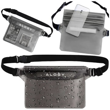 Waterproof case waist bag phone case water resistant 21.5x23.5cm Alogy Waterproof Black