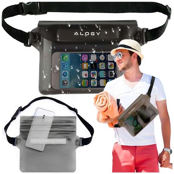 Waterproof case waist bag phone case water resistant 21.5x23.5cm Alogy Waterproof Black