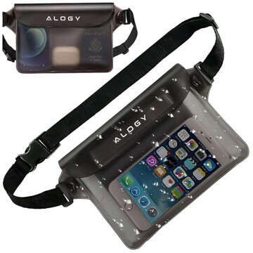 Waterproof case waist bag phone case water resistant 21.5x23.5cm Alogy Waterproof Black