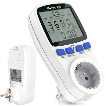 Wattmeter counter current consumption meter energy voltage for socket contact Digital with white display