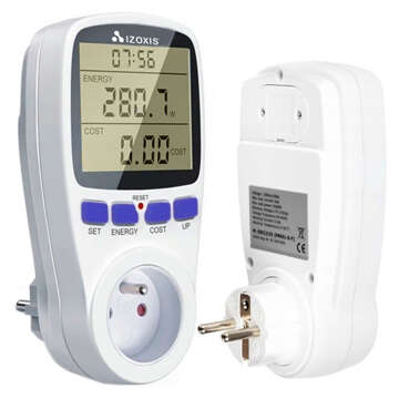 Wattmeter counter current consumption meter energy voltage for socket contact Digital with white display