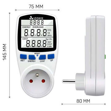 Wattmeter counter current consumption meter energy voltage for socket contact Digital with white display