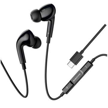 Wired headphones for phone Headset with microphone USB-C type C Pro Series remote control Black