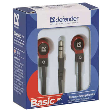 Wired in-ear headphones Defender Basic 619 mini Jack 3.5mm Black-red