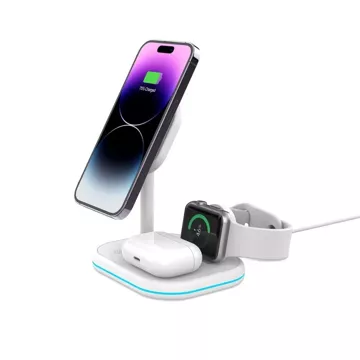 Wireless Inductive Charger QI15W-A27 3IN1 Magnetic MagSafe Wireless Charger for iPhone/AirPods/Watch White