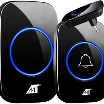 Wireless doorbell for gates, doors, gates, waterproof, IP44, outdoor, 300m, 21803, black