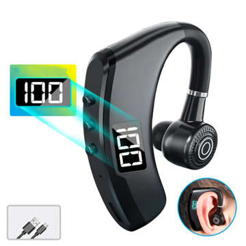 Wireless headset for Bluetooth 4.0 calls car headset with display V8 Black