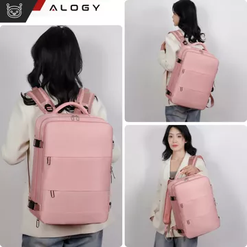 Women's Laptop Backpack Travel Suitcase Luggage for Plane Work School 45x30x20cm Alogy Pink