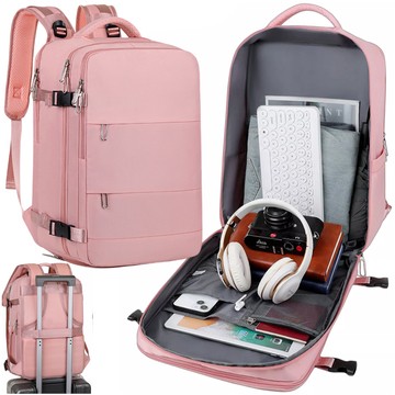 Women's Laptop Backpack Travel Suitcase Luggage for Plane Work School 45x30x20cm Alogy Pink