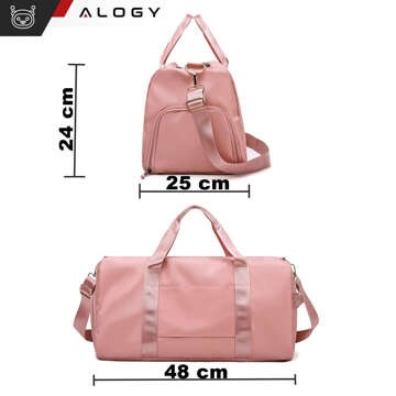 Women's sports shoulder bag for the gym, for the plane, hand luggage, 48x25, fabric training, Alogy, Pink