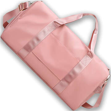 Women's sports shoulder bag for the gym, for the plane, hand luggage, 48x25, fabric training, Alogy, Pink