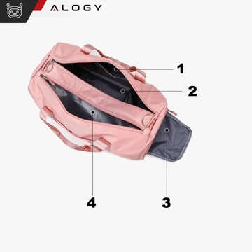 Women's sports shoulder bag for the gym, for the plane, hand luggage, 48x25, fabric training, Alogy, Pink