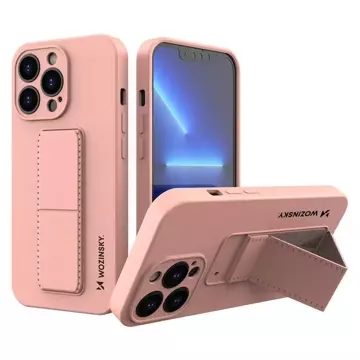 Wozinsky Kickstand Case silicone case with stand iPhone 13 Pro pink