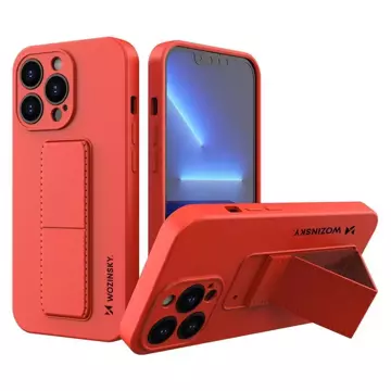 Wozinsky Kickstand Case silicone case with stand iPhone 13 Pro red