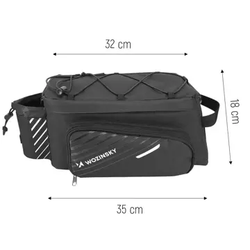 Wozinsky bike carrier bag with shoulder strap 9l (rain cover included) black (WBB22BK)