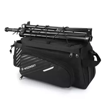 Wozinsky bike carrier bag with shoulder strap 9l (rain cover included) black (WBB22BK)