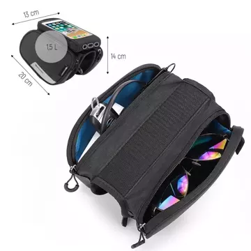 Wozinsky bike frame bag detachable phone pouch up to 6.5" 1.5l black (WBB7BK)