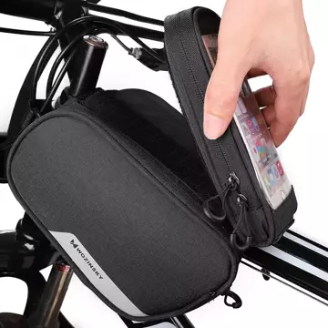 Wozinsky bike frame bag detachable phone pouch up to 6.5" 1.5l black (WBB7BK)