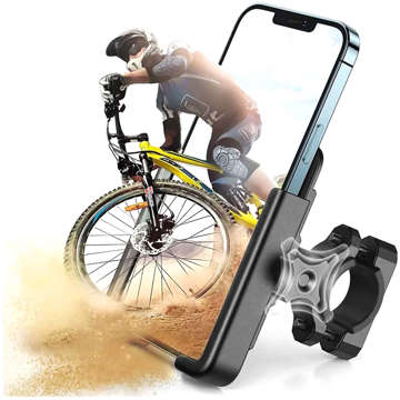 Wozinsky metal phone holder for bicycle, scooters black (WBHBK3)