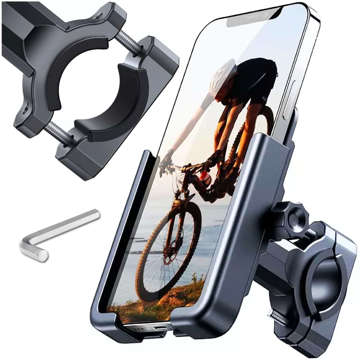 Wozinsky metal phone holder for bicycle, scooters black (WBHBK3)