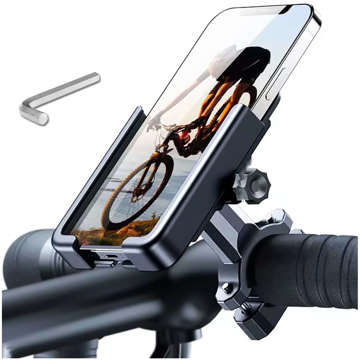 Wozinsky metal phone holder for bicycle, scooters black (WBHBK3)