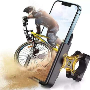 Wozinsky metal phone holder for bicycle, scooters black (WBHBK3)