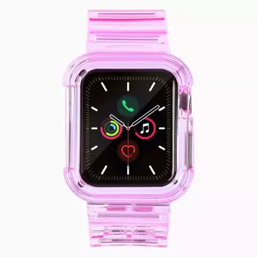 Wristband Strap Light Set Silicone Strap Bracelet Bangle Watch Case For Apple Watch 2/3/4/5/6/SE 42/44 Red