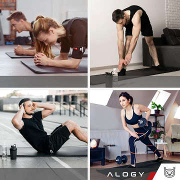 Yoga Fitness Pilates exercise mat gymnastic 185x58 1cm Alogy anti-slip waterproof Black