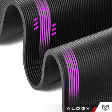 Yoga Fitness Pilates exercise mat gymnastic 185x58 1cm Alogy anti-slip waterproof Black