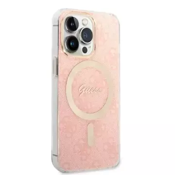 Zestaw Guess GUBPP13XH4EACSP Case  Charger iPhone 13 Pro Max różowy/pink hard case 4G Print MagSafe