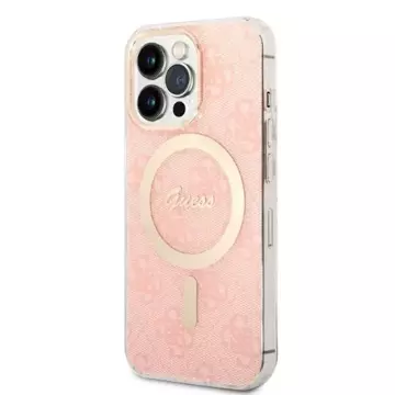 Zestaw Guess GUBPP13XH4EACSP Case  Charger iPhone 13 Pro Max różowy/pink hard case 4G Print MagSafe