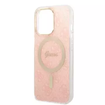 Zestaw Guess GUBPP13XH4EACSP Case  Charger iPhone 13 Pro Max różowy/pink hard case 4G Print MagSafe