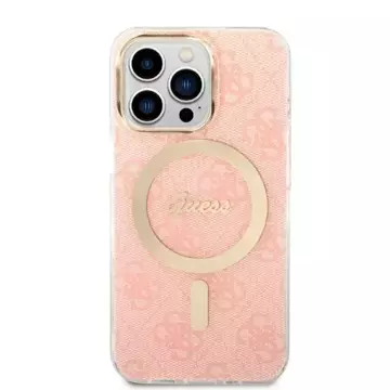 Zestaw Guess GUBPP13XH4EACSP Case  Charger iPhone 13 Pro Max różowy/pink hard case 4G Print MagSafe