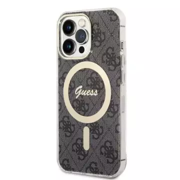 Zestaw Guess GUBPP14XHMEACSK Case  Charger iPhone 14 Pro Max 6,7" czarny/black hard case MagSafe Marble