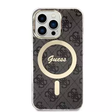 Zestaw Guess GUBPP14XHMEACSK Case  Charger iPhone 14 Pro Max 6,7" czarny/black hard case MagSafe Marble