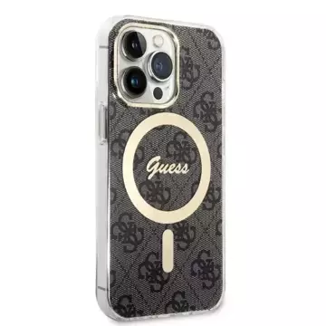 Zestaw Guess GUBPP14XHMEACSK Case  Charger iPhone 14 Pro Max 6,7" czarny/black hard case MagSafe Marble