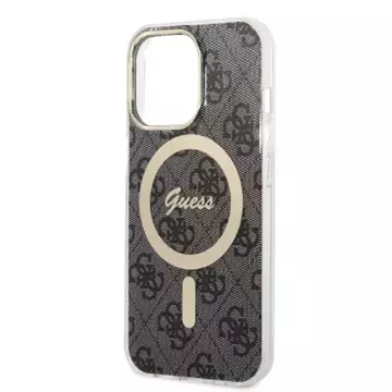 Zestaw Guess GUBPP14XHMEACSK Case  Charger iPhone 14 Pro Max 6,7" czarny/black hard case MagSafe Marble