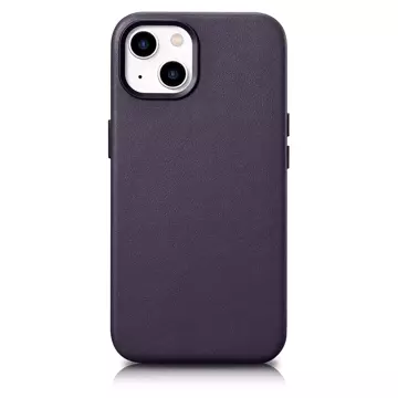 iCarer Case Leather Genuine Leather Phone Case for iPhone 14 Plus Dark Purple (MagSafe Compatible)