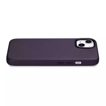 iCarer Case Leather Genuine Leather Phone Case for iPhone 14 Plus Dark Purple (MagSafe Compatible)