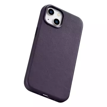 iCarer Case Leather Genuine Leather Phone Case for iPhone 14 Plus Dark Purple (MagSafe Compatible)