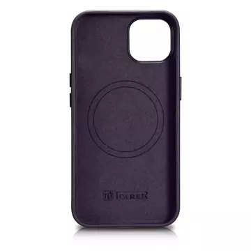 iCarer Case Leather Genuine Leather Phone Case for iPhone 14 Plus Dark Purple (MagSafe Compatible)