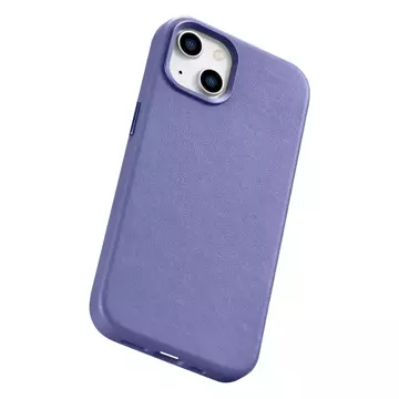 iCarer Case Leather Genuine Leather Phone Case for iPhone 14 Plus Light Purple (MagSafe Compatible)