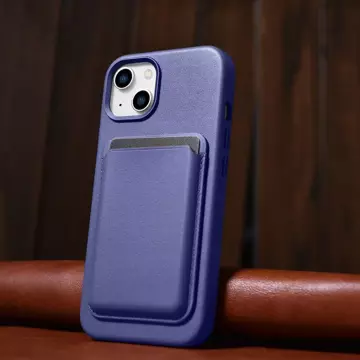 iCarer Case Leather Genuine Leather Phone Case for iPhone 14 Plus Light Purple (MagSafe Compatible)