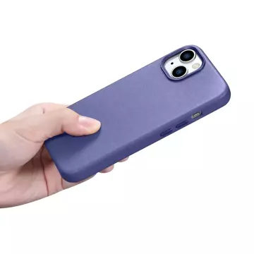 iCarer Case Leather Genuine Leather Phone Case for iPhone 14 Plus Light Purple (MagSafe Compatible)