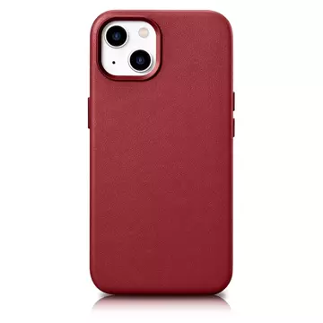 iCarer Case Leather Genuine Leather Phone Case for iPhone 14 Plus Red (MagSafe Compatible)