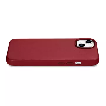 iCarer Case Leather Genuine Leather Phone Case for iPhone 14 Plus Red (MagSafe Compatible)