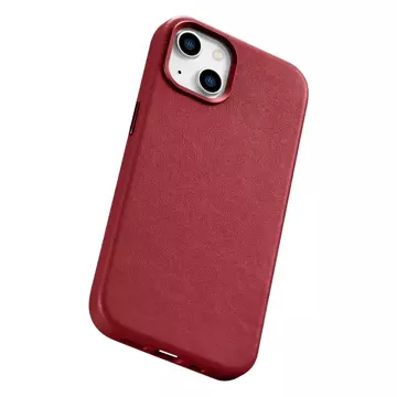 iCarer Case Leather Genuine Leather Phone Case for iPhone 14 Plus Red (MagSafe Compatible)