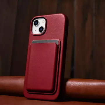 iCarer Case Leather Genuine Leather Phone Case for iPhone 14 Plus Red (MagSafe Compatible)